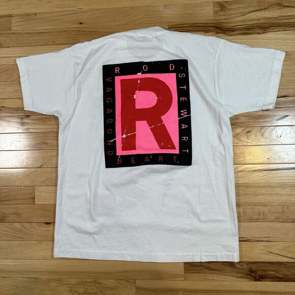 Vintage 1991 Rod Stewart Vagabond Music Tour Band TShirt XL RARE Single Stitch - Picture 2 of 5